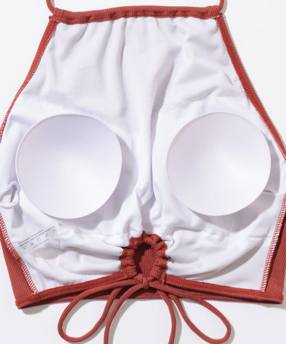 【2点セット】ソリッドカラー リブ ホルター タンキニ