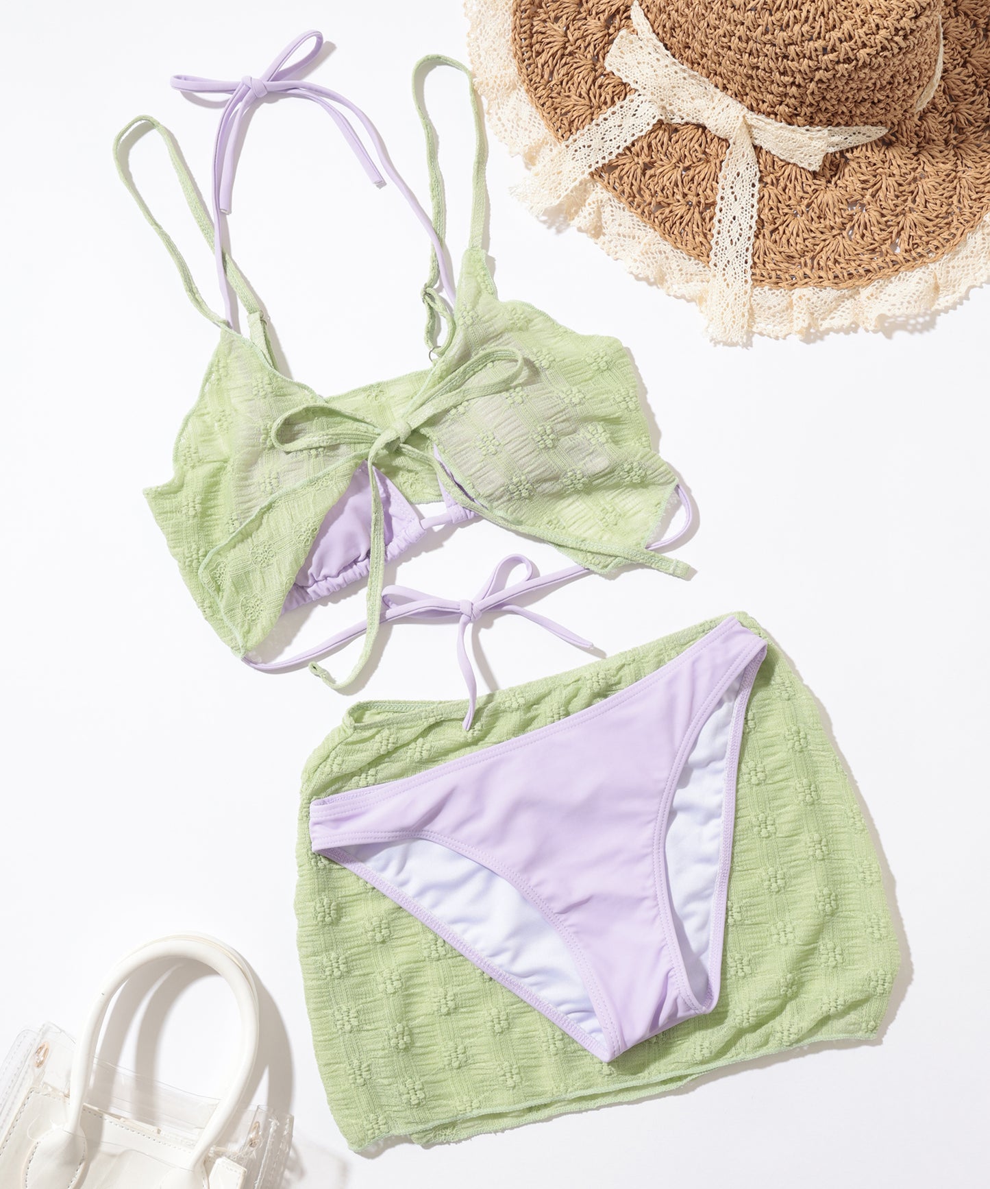 【4点セット】シアー レイヤード付き ベーシック ビキニ