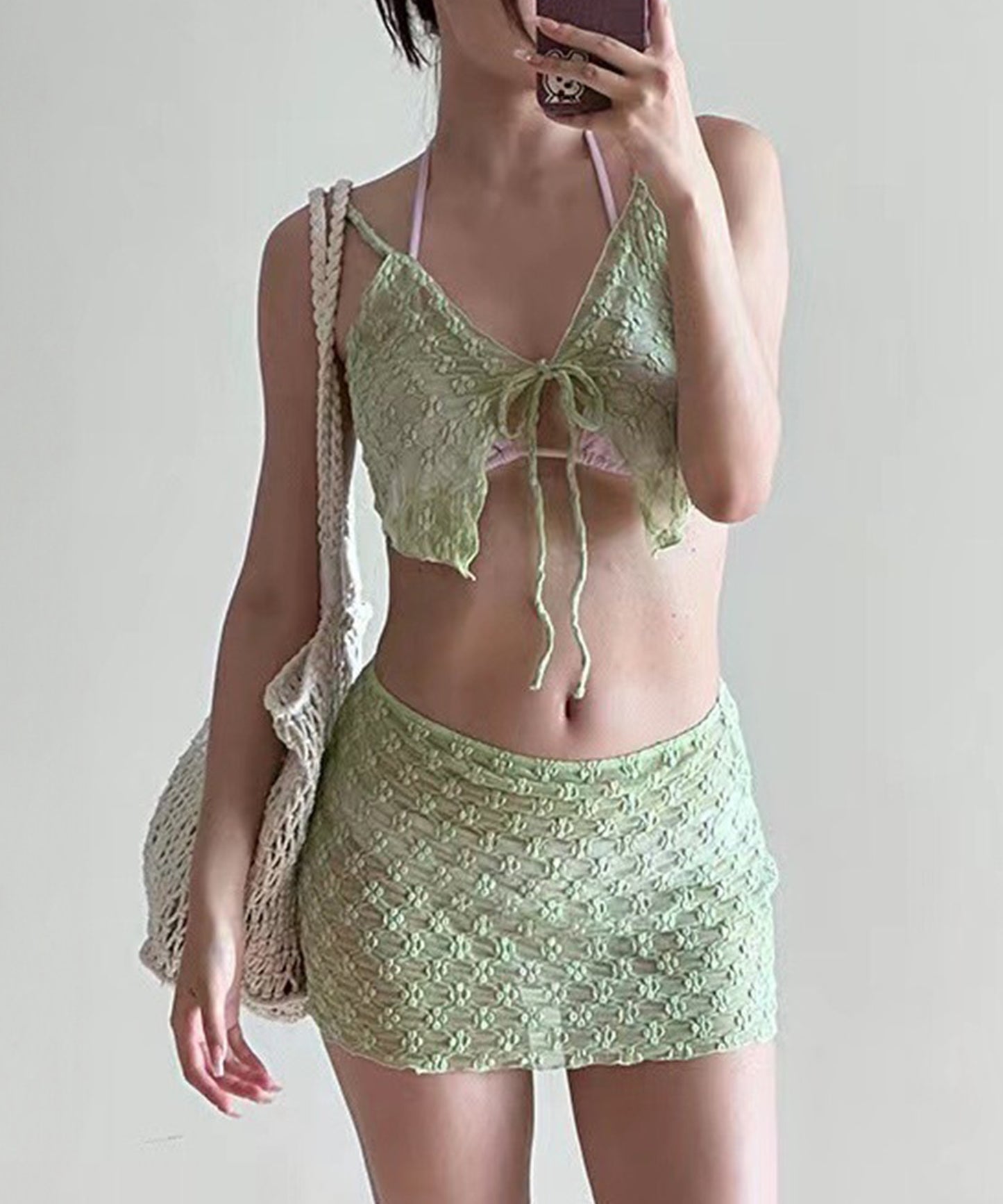 【4点セット】シアー レイヤード付き ベーシック ビキニ