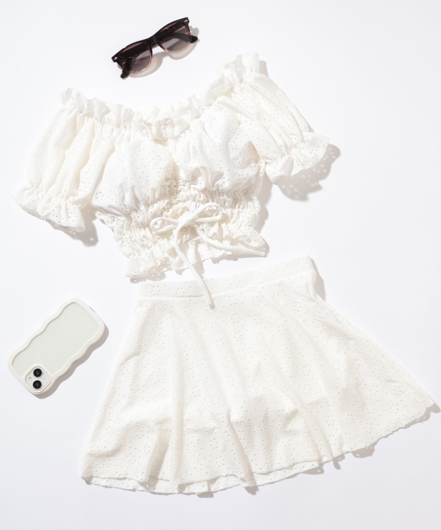 【2点セット】2WAY カットレース パフスリーブ オフショル タンキニ