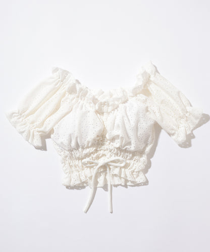 【2点セット】2WAY カットレース パフスリーブ オフショル タンキニ