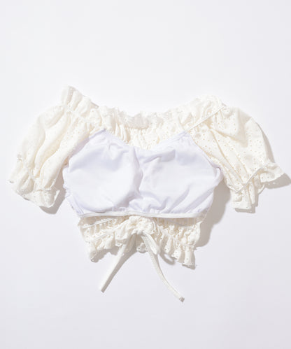 【2点セット】2WAY カットレース パフスリーブ オフショル タンキニ