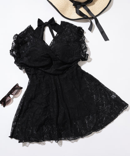 Vネック レース ホルター ワンピース スイムウエア