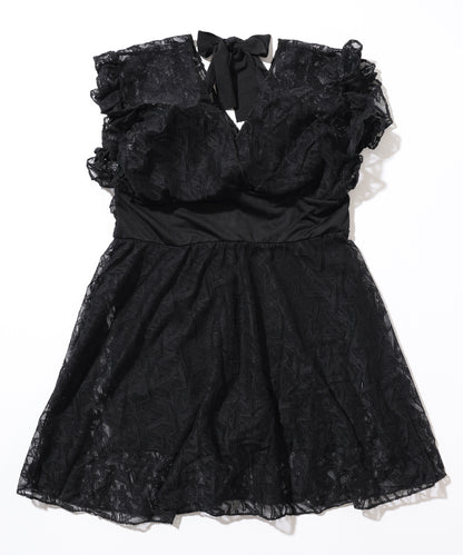 Vネック レース ホルター ワンピース スイムウエア