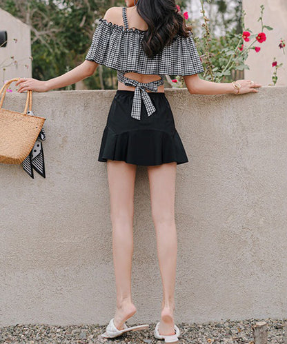 【2点セット】チェック柄 オフショル スカート タンキニ