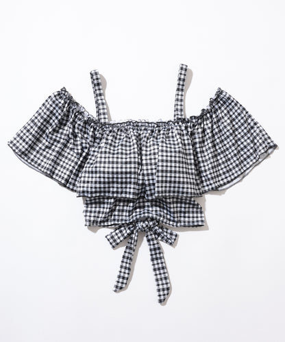 【2点セット】チェック柄 オフショル スカート タンキニ