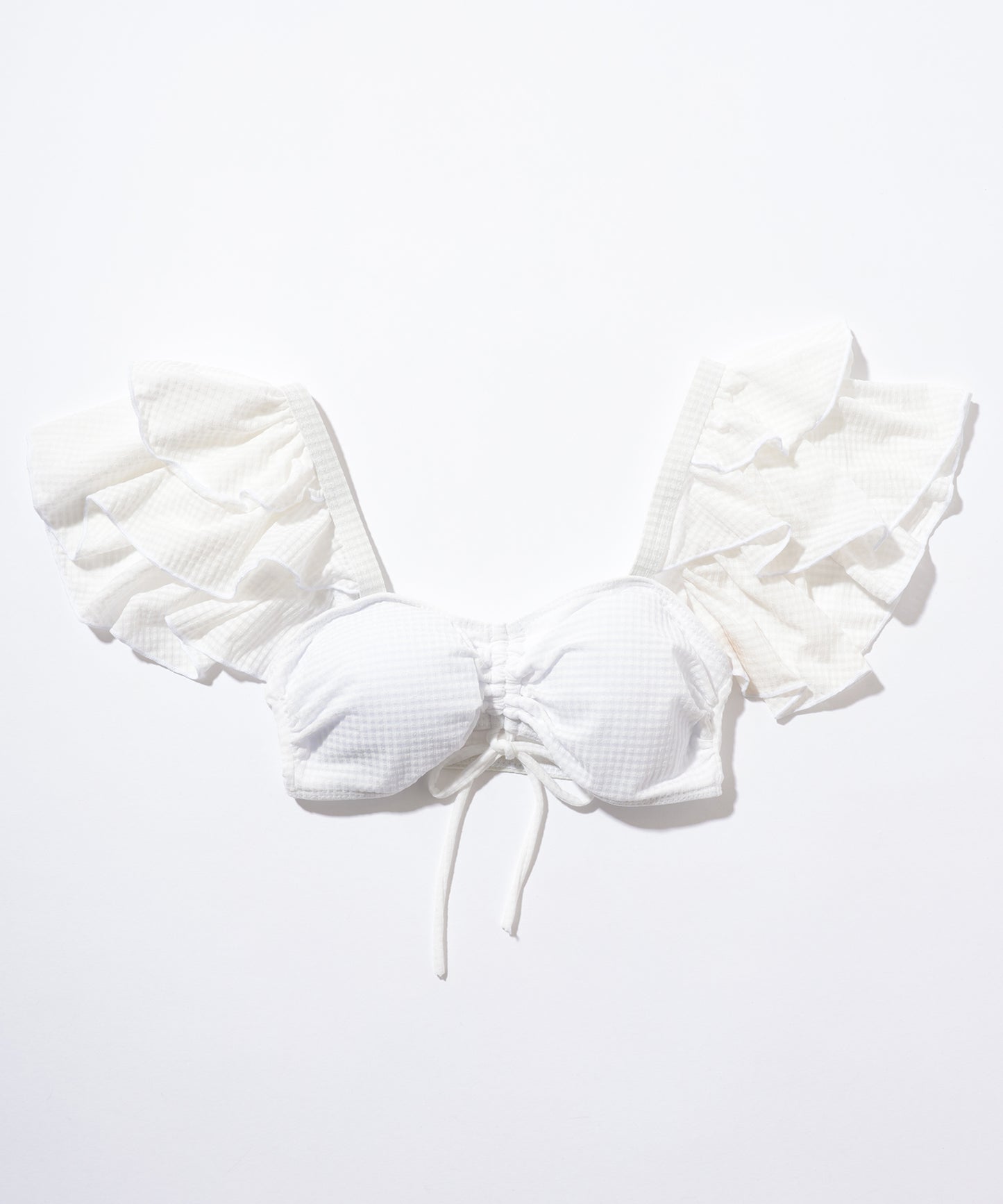 【2点セット】ドロスト付き ラップ風 フリル ビキニ 水着