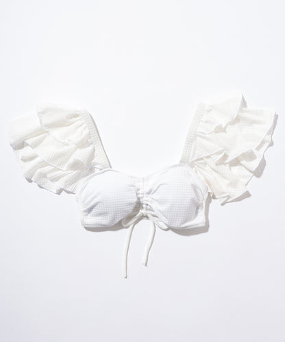 【2点セット】ドロスト付き ラップ風 フリル ビキニ 水着