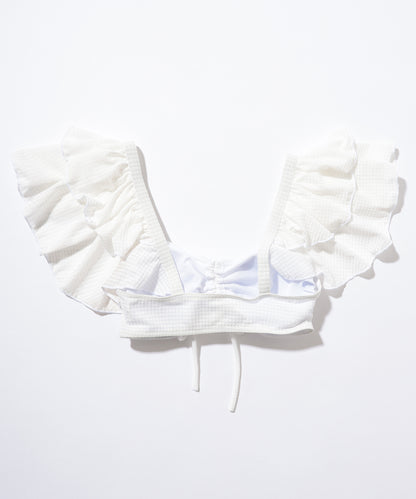 【2点セット】ドロスト付き ラップ風 フリル ビキニ 水着