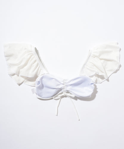 【2点セット】ドロスト付き ラップ風 フリル ビキニ 水着