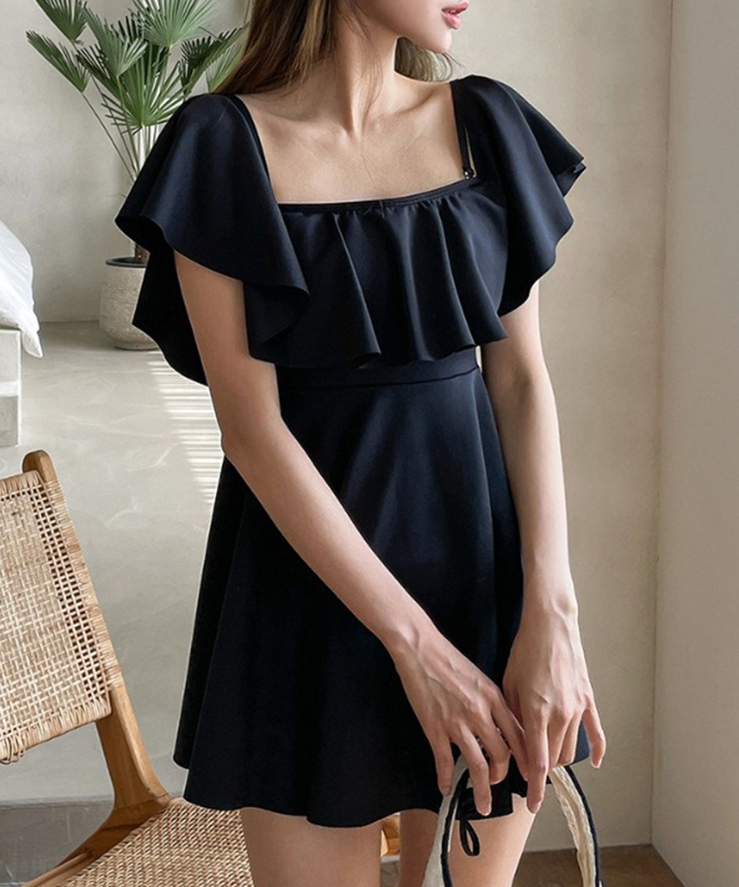 2WAY オフショル フリル ワンピース スイムウエア