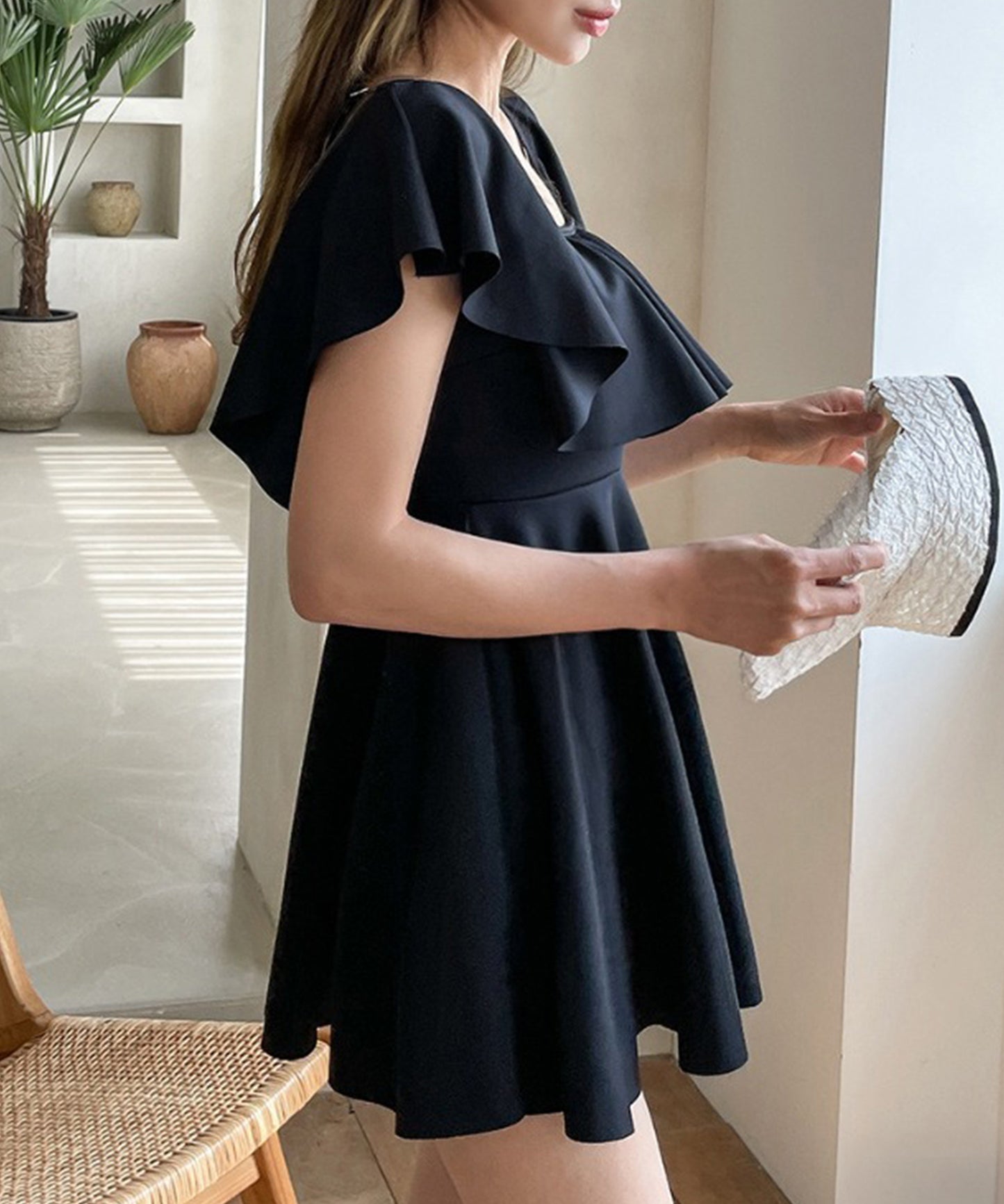 2WAY オフショル フリル ワンピース スイムウエア