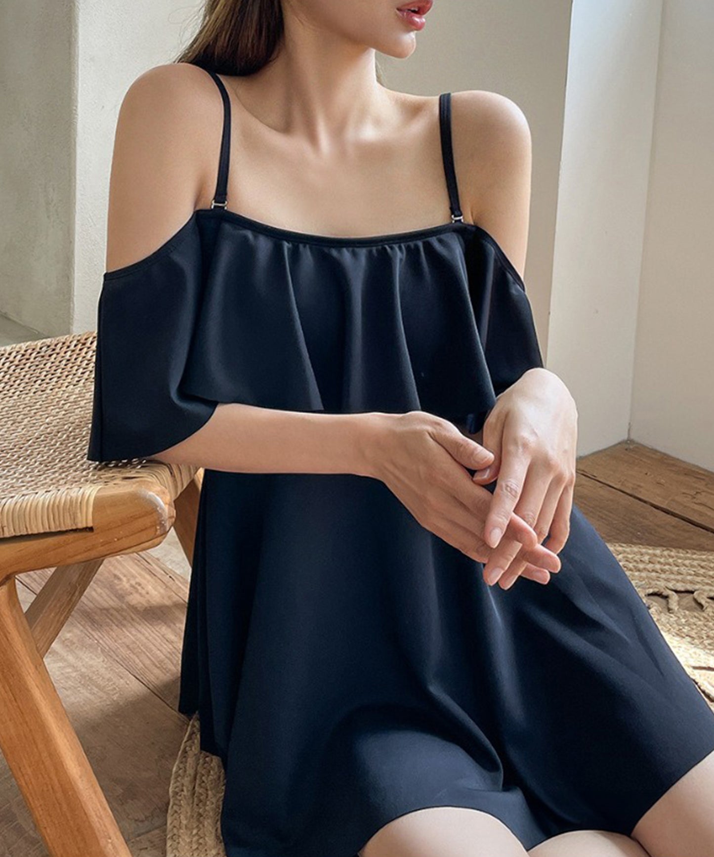 2WAY オフショル フリル ワンピース スイムウエア