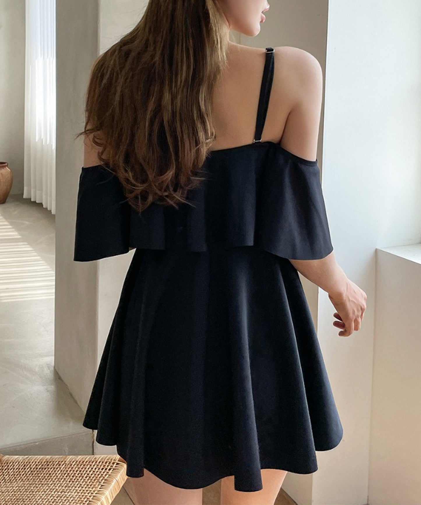 2WAY オフショル フリル ワンピース スイムウエア