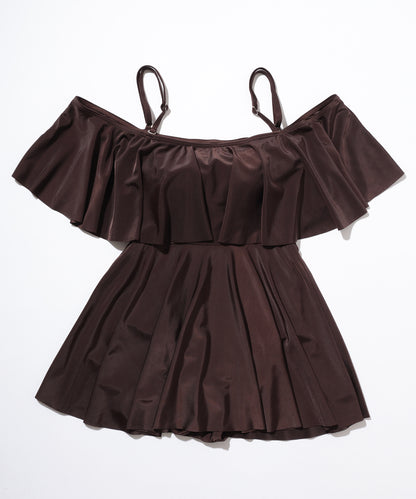 2WAY オフショル フリル ワンピース スイムウエア