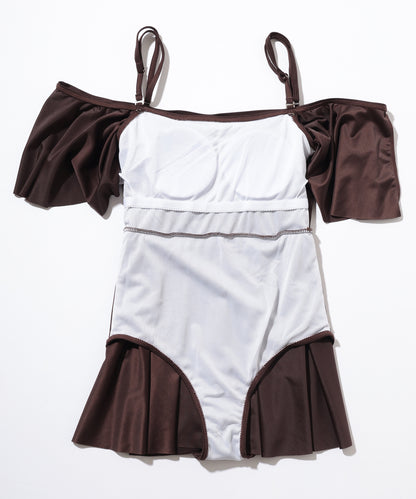 2WAY オフショル フリル ワンピース スイムウエア