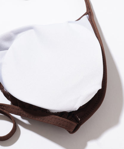 【4点セット】レース カバートップ付き ベーシック ホルター ビキニ