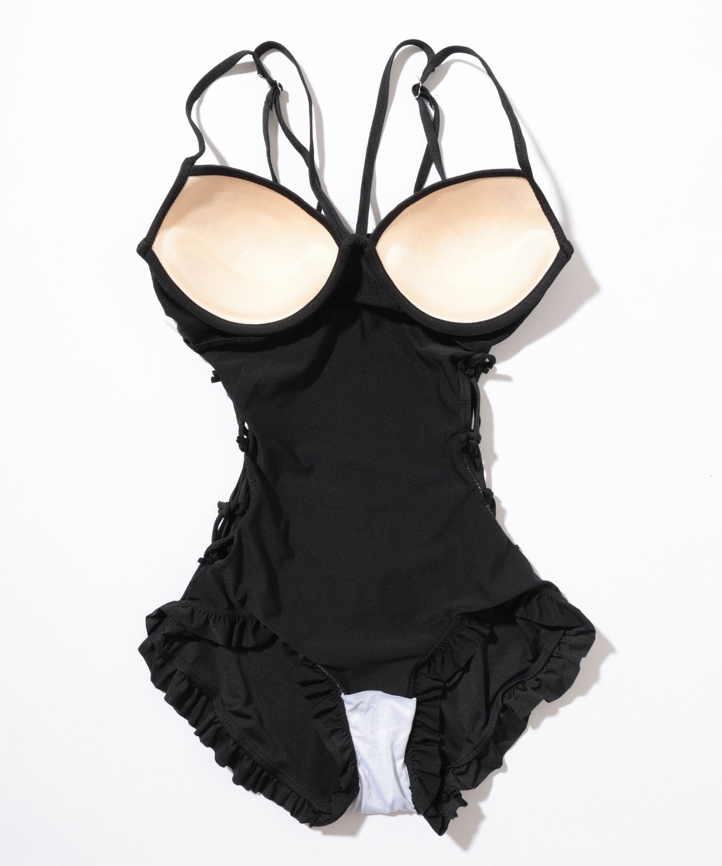 【2点セット】シアー トップス付き サイド レースアップ オールインワン 水着