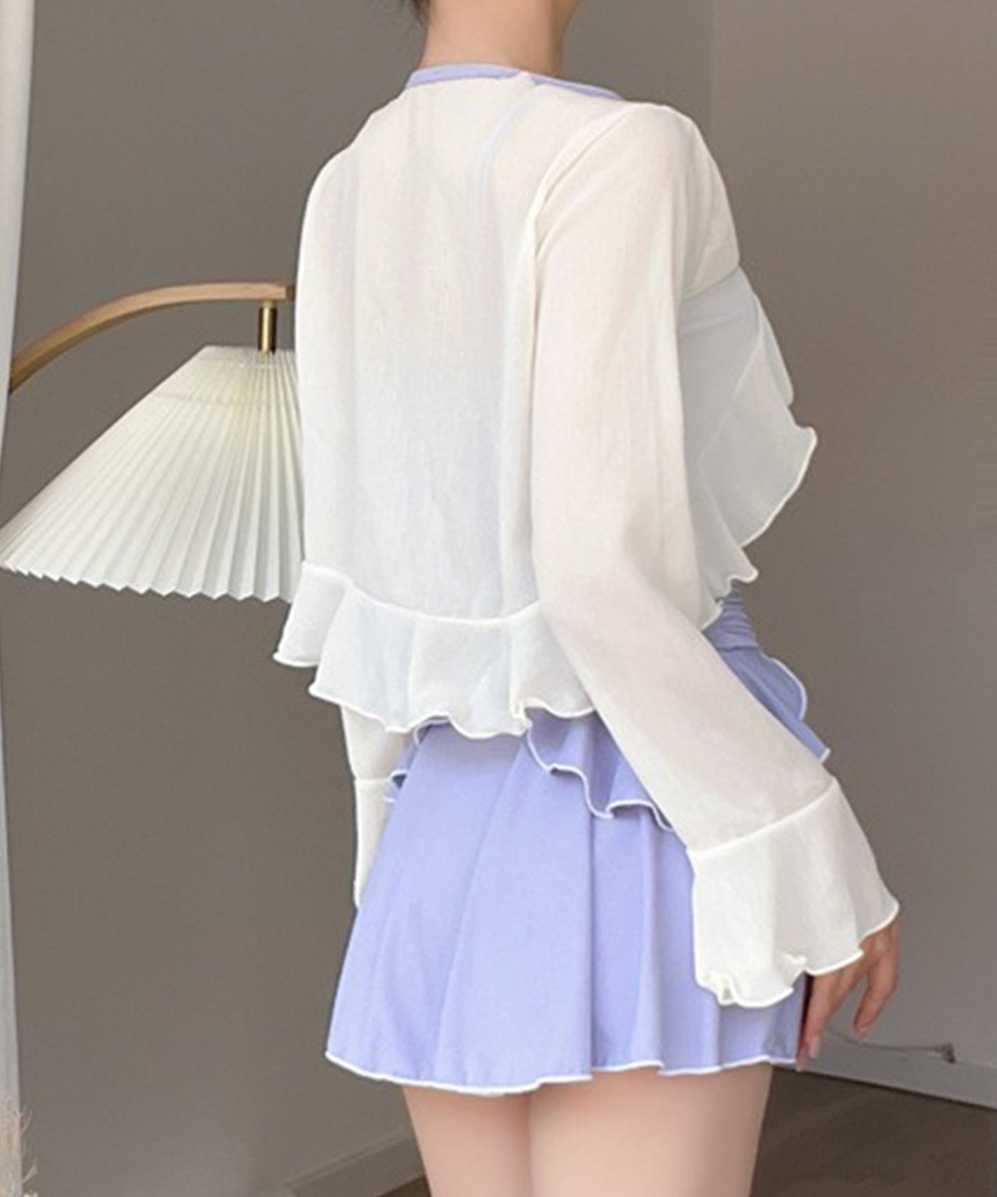 【2点セット】シアーボレロ付き シャーリング フリル ワンピース 水着