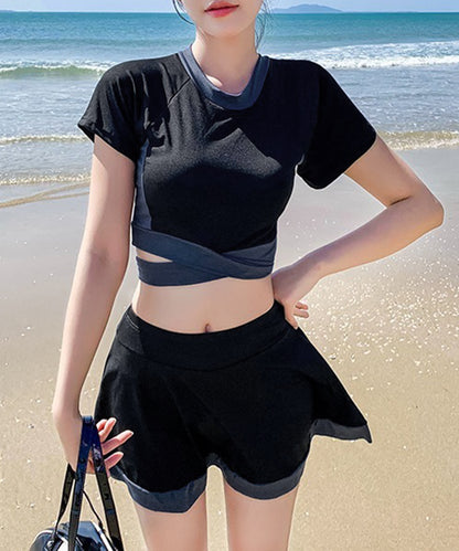 【2点セット】バイカラー ツイスト Tシャツ風 タンキニ