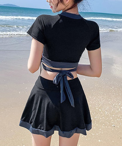 【2点セット】バイカラー ツイスト Tシャツ風 タンキニ