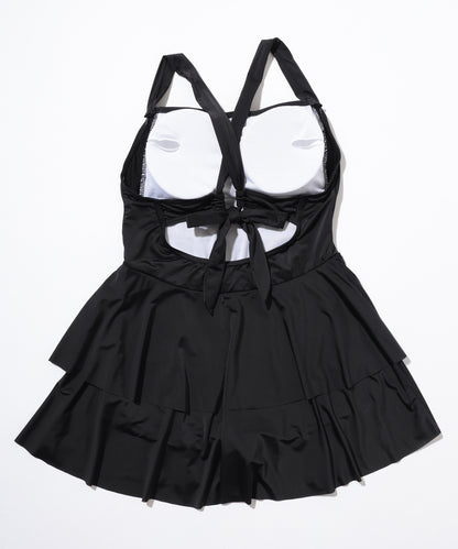 【2点セット】ボレロ付き ティアード フリル ワンピース スイムウエア