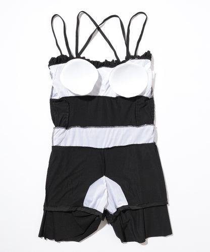 フリル ギャザー ハートネック ワンピース スイムウエア