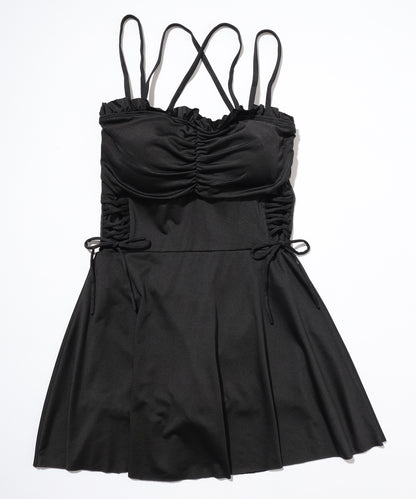 フリル ギャザー ハートネック ワンピース スイムウエア