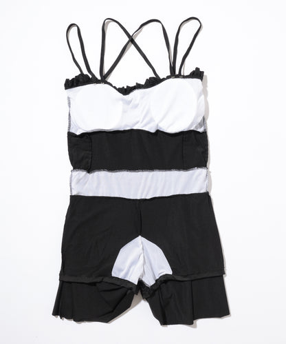 フリル ギャザー ハートネック ワンピース スイムウエア