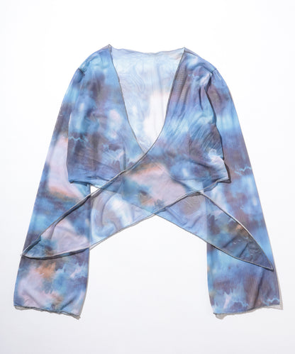 【4点セット】グラデーション プリント カバーアップ パレオ付き ビキニ