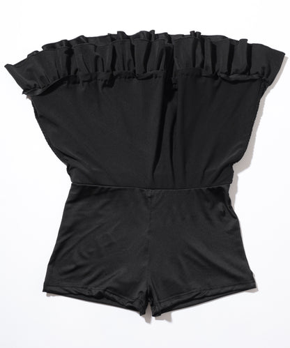 【2点セット】パフスリーブ フリル レースアップ セパレート 水着