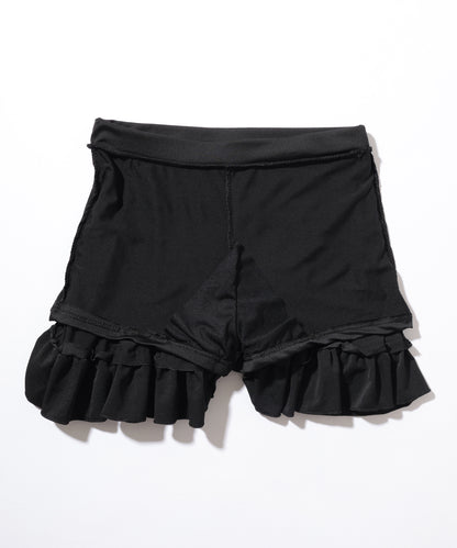 【2点セット】パフスリーブ フリル レースアップ セパレート 水着