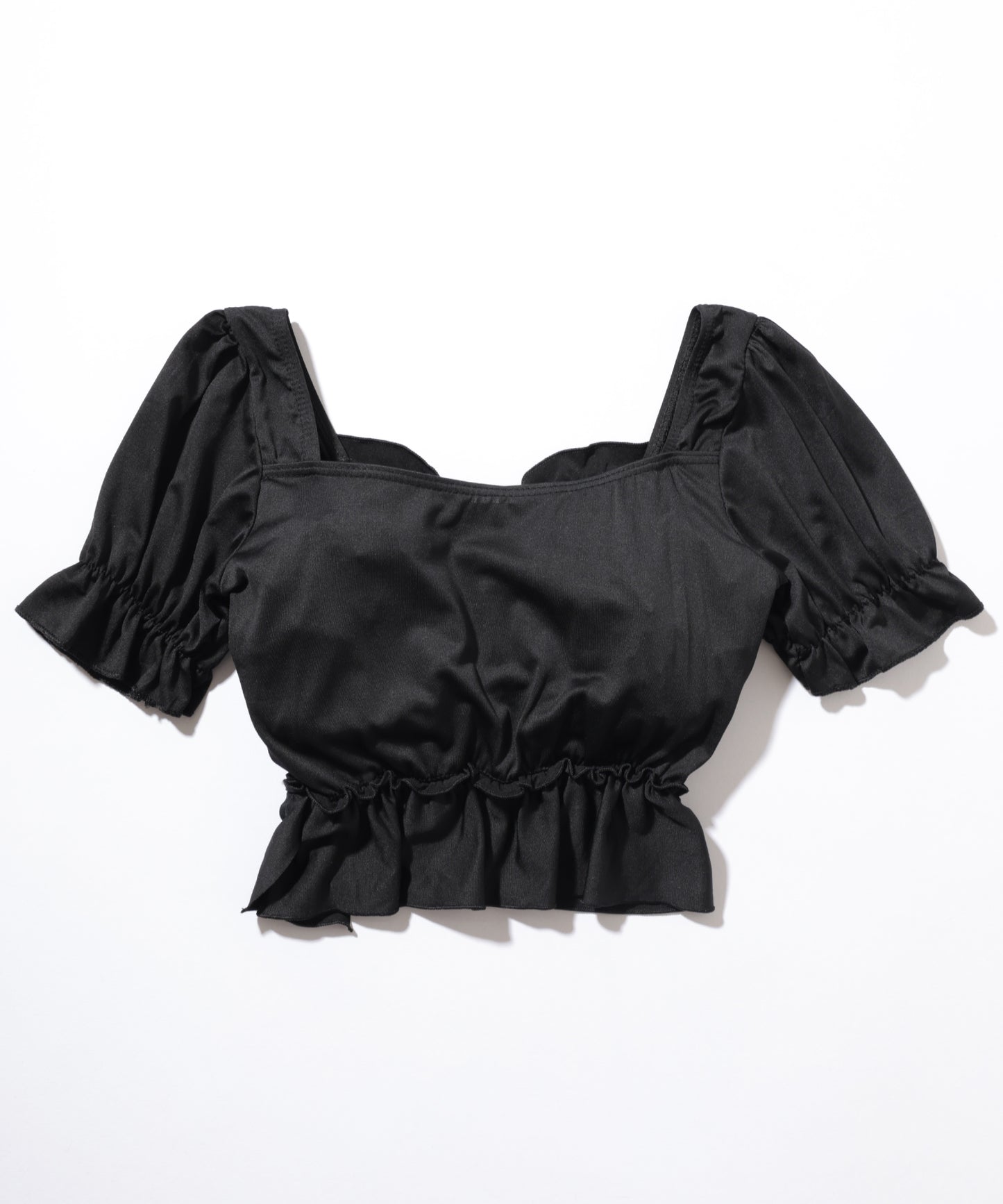 【2点セット】パフスリーブ フリル レースアップ セパレート 水着