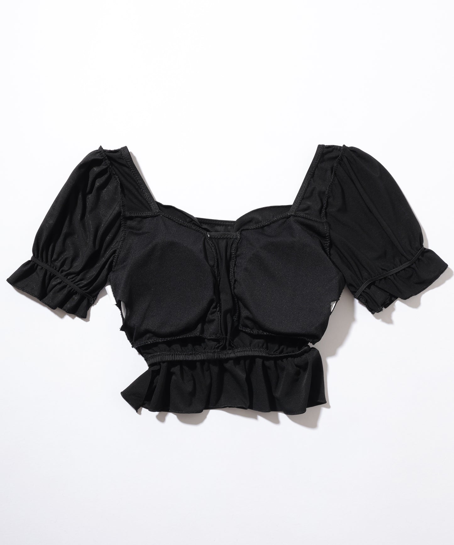 【2点セット】パフスリーブ フリル レースアップ セパレート 水着