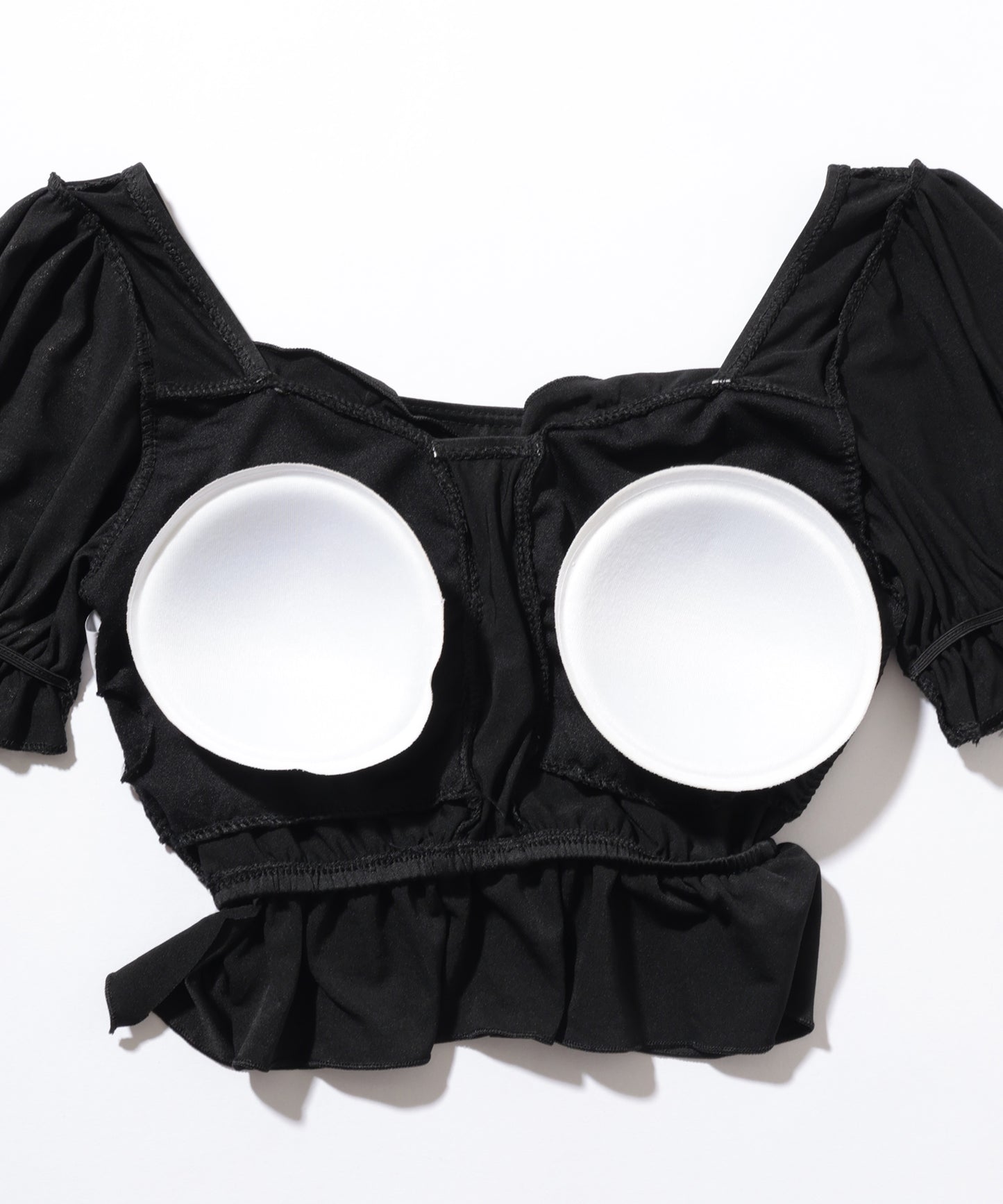 【2点セット】パフスリーブ フリル レースアップ セパレート 水着