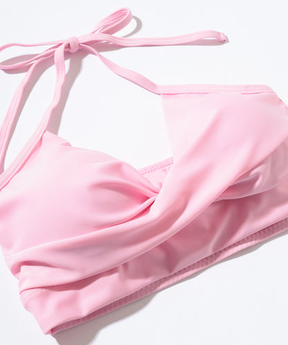 【2点セット】ツイスト クロスストラップ ホルターネック ビキニ 水着