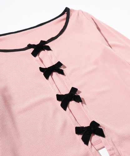 【2点セット】配色 リボン カバーアップ付き ワンピース 水着