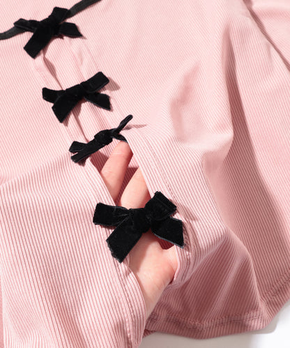 【2点セット】配色 リボン カバーアップ付き ワンピース 水着