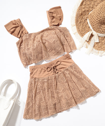 【2点セット】レース スクエアネック フレア セパレート 水着