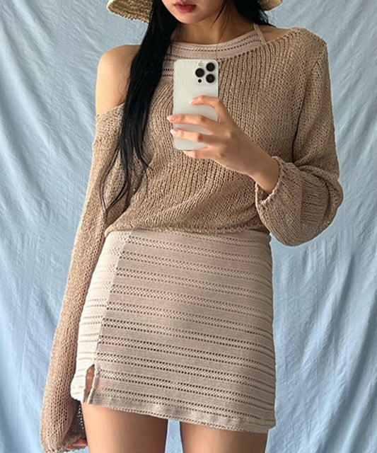 【2点セット】パンチングレース スカート付き ビキニ 水着