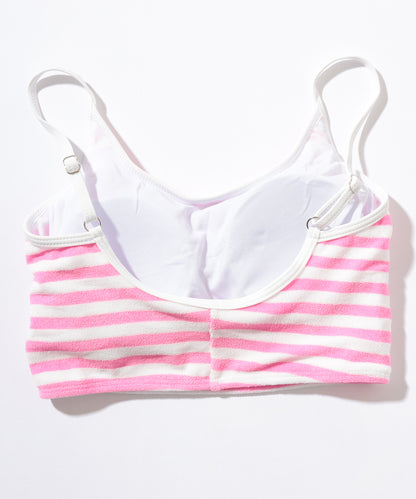 【3点セット】パイル ボーダー ショートパンツ付き ビキニ 水着