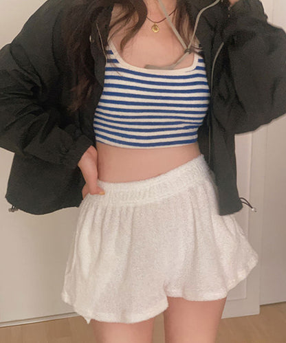 【3点セット】パイル ボーダー ショートパンツ付き ビキニ 水着