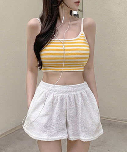 【3点セット】パイル ボーダー ショートパンツ付き ビキニ 水着
