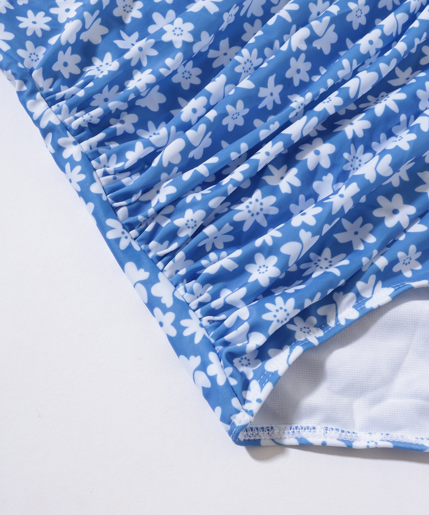 花柄 フロントリボン シャーリング ワンピース 水着