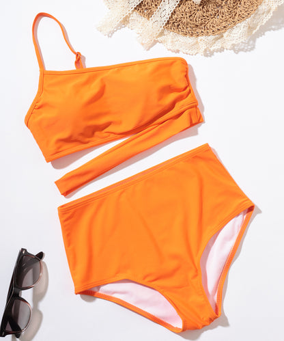 【2点セット】ワンショルダー アシンメトリー ハイウエスト ビキニ 水着