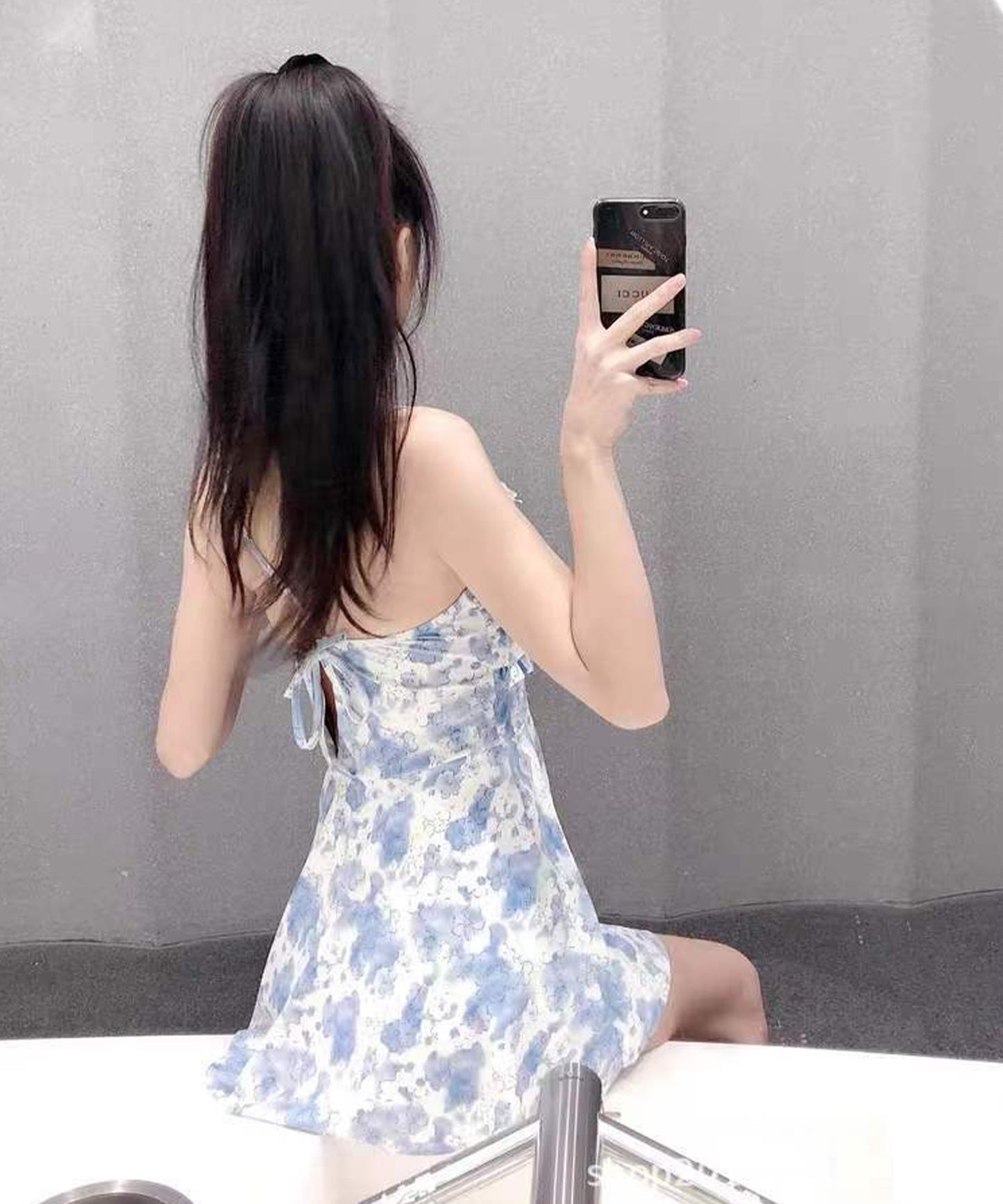 花柄 ビスチェ風 フリル ワンピース 水着