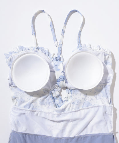 花柄 ビスチェ風 フリル ワンピース 水着