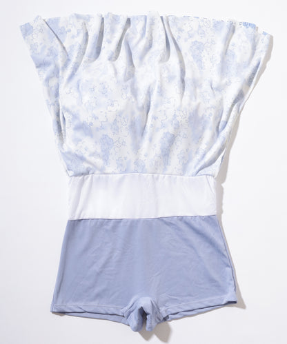 花柄 ビスチェ風 フリル ワンピース 水着