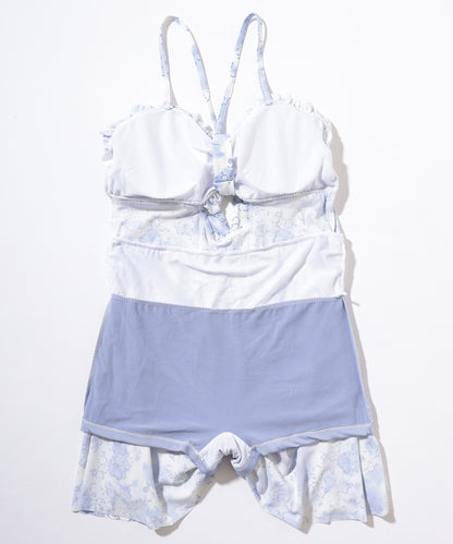 花柄 ビスチェ風 フリル ワンピース 水着