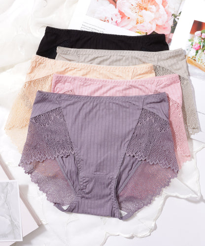 【5枚セット】 レースドッキング ボーイズレッグ リブ ショーツ